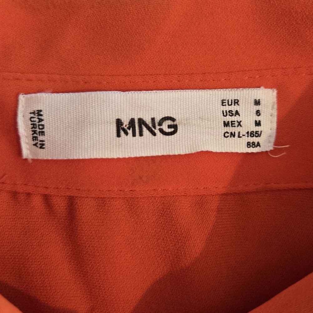 Mango Orange Fitted Button Down Shirt - image 5